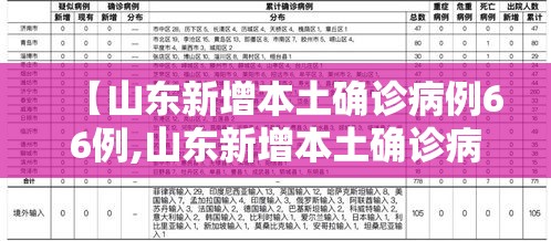 【山东新增本土确诊病例66例,山东新增本土确诊病例66例】