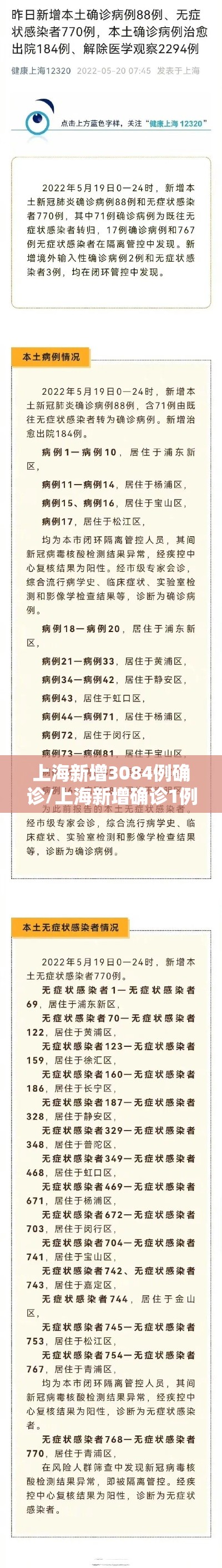 上海新增3084例确诊/上海新增确诊1例 上海新增3084例确诊/上海新增确诊1例
