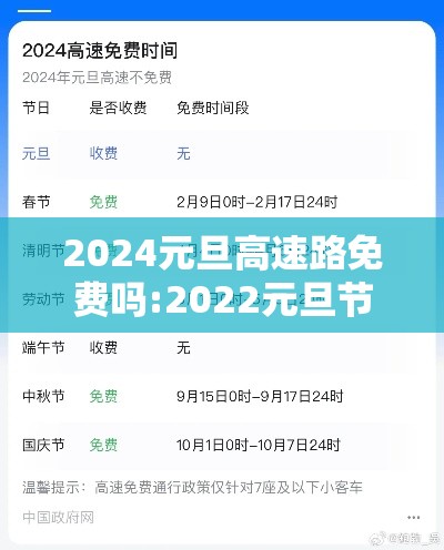 2024元旦高速路免费吗:2022元旦节高速公路免费吗? 2024元旦高速路免费吗:2022元旦节高速公路免费吗?