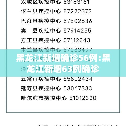 黑龙江新增确诊56例:黑龙江新增63例确诊 黑龙江新增确诊56例:黑龙江新增63例确诊