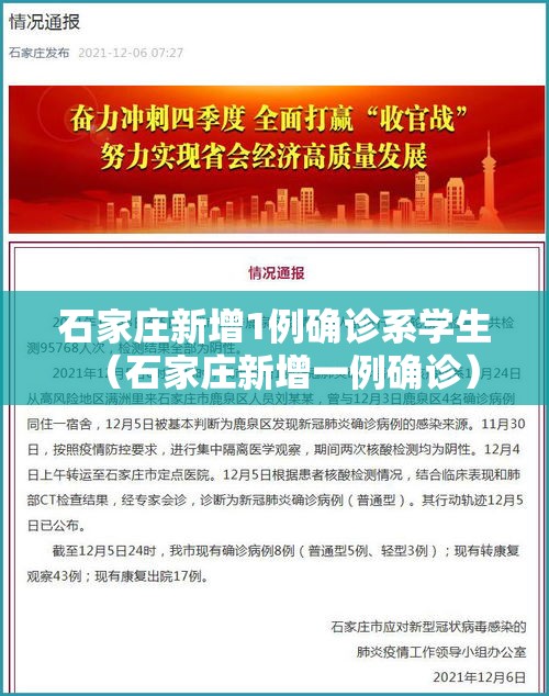 石家庄新增1例确诊系学生(石家庄新增一例确诊) 石家庄新增1例确诊系学生(石家庄新增一例确诊)