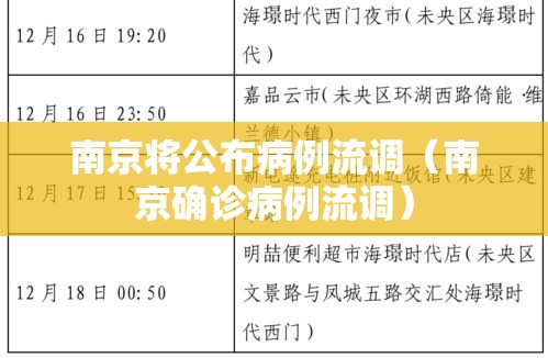 南京将公布病例流调（南京确诊病例流调）