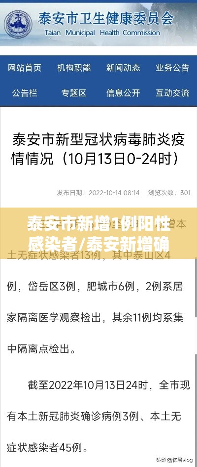 泰安市新增1例阳性感染者/泰安新增确诊病例