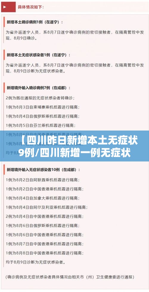 【四川昨日新增本土无症状9例/四川新增一例无症状感染者】 【四川昨日新增本土无症状9例/四川新增一例无症状感染者】