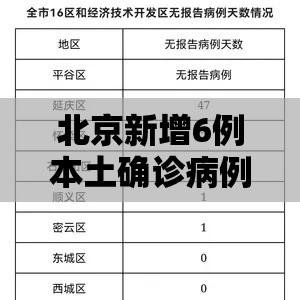 北京新增6例本土确诊病例:北京新增6例感染者 北京新增6例本土确诊病例:北京新增6例感染者