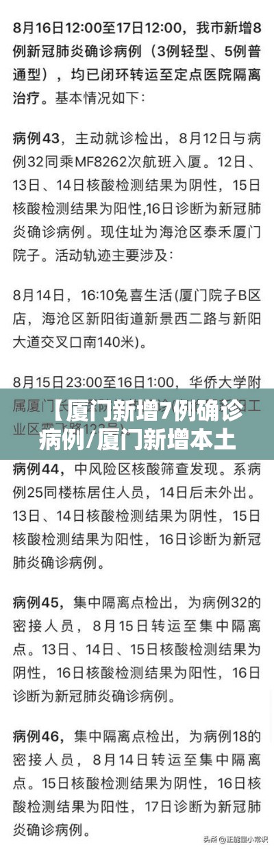 【厦门新增7例确诊病例/厦门新增本土确诊病例16例】 【厦门新增7例确诊病例/厦门新增本土确诊病例16例】