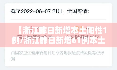 【浙江昨日新增本土阳性1例/浙江昨日新增61例本土确诊】 【浙江昨日新增本土阳性1例/浙江昨日新增61例本土确诊】