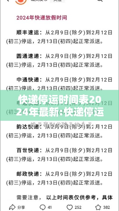 快递停运时间表2024年最新:快递停运时间2821 快递停运时间表2024年最新:快递停运时间2821