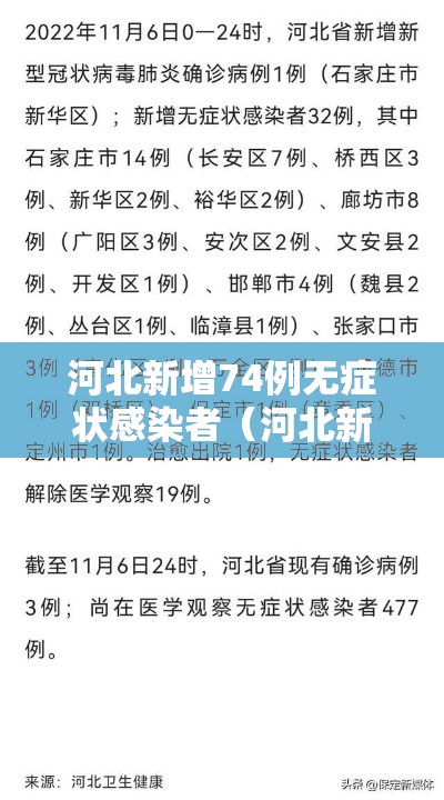 河北新增74例无症状感染者(河北新增74例无症状感染者行动轨迹) 河北新增74例无症状感染者(河北新增74例无症状感染者行动轨迹)