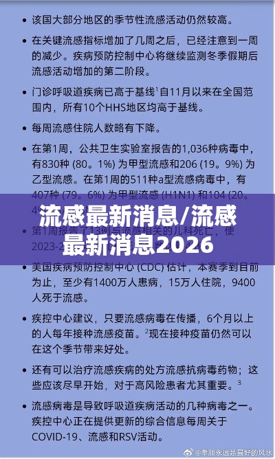 流感最新消息/流感最新消息2026 流感最新消息/流感最新消息2026