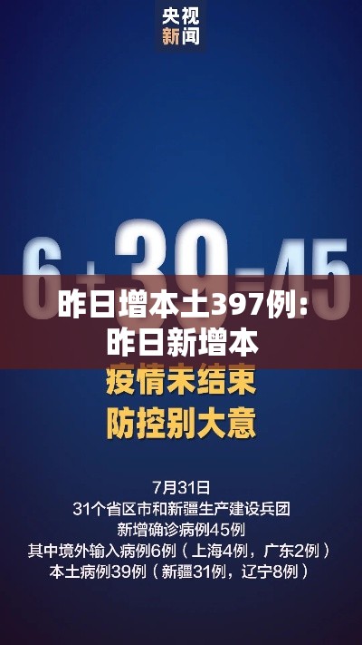 昨日增本土397例:昨日新增本 昨日增本土397例:昨日新增本