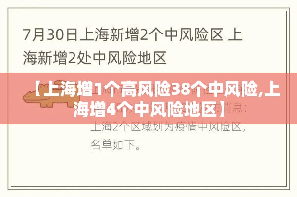 【上海增1个高风险38个中风险,上海增4个中风险地区】 【上海增1个高风险38个中风险,上海增4个中风险地区】
