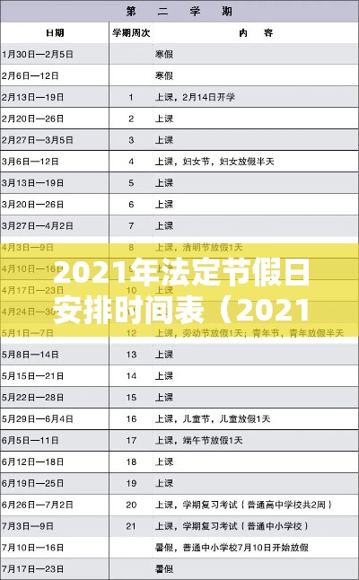2021年法定节假日安排时间表(2021年法定节假日几天?) 2021年法定节假日安排时间表(2021年法定节假日几天?)