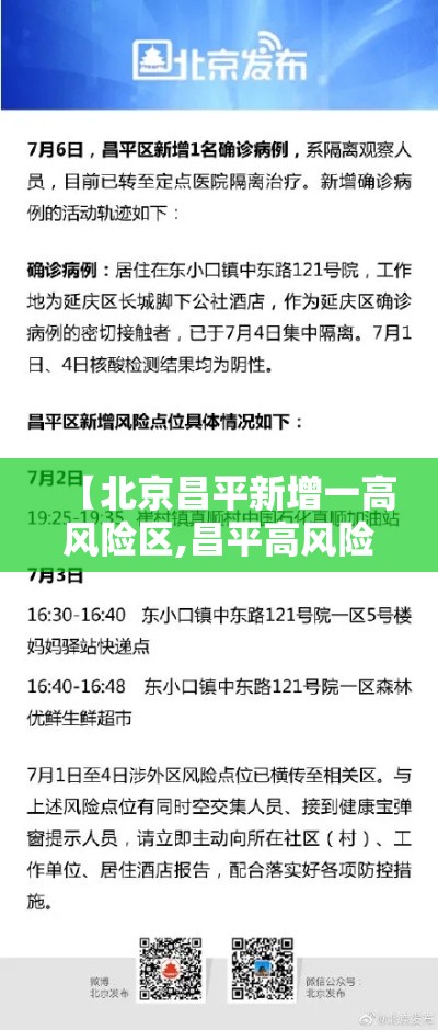 【北京昌平新增一高风险区,昌平高风险地区是哪里】 【北京昌平新增一高风险区,昌平高风险地区是哪里】