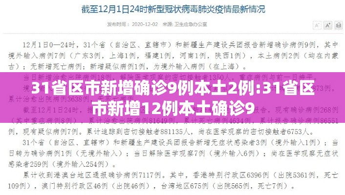 31省区市新增确诊9例本土2例:31省区市新增12例本土确诊9