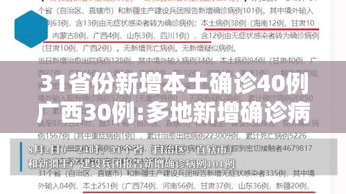 31省份新增本土确诊40例广西30例:多地新增确诊病例!广西疾控再发紧急提醒 31省份新增本土确诊40例广西30例:多地新增确诊病例!广西疾控再发紧急提醒