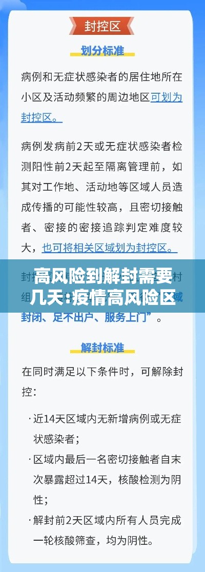 高风险到解封需要几天:疫情高风险区解封需要多久 高风险到解封需要几天:疫情高风险区解封需要多久