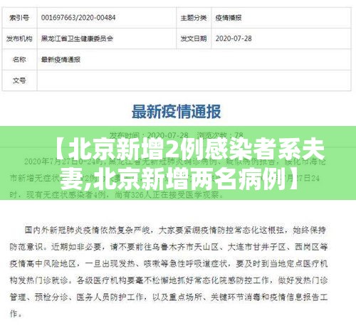 【北京新增2例感染者系夫妻,北京新增两名病例】 【北京新增2例感染者系夫妻,北京新增两名病例】