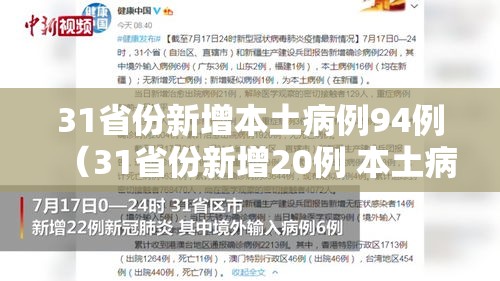 31省份新增本土病例94例(31省份新增20例 本土病例6例) 31省份新增本土病例94例(31省份新增20例 本土病例6例)