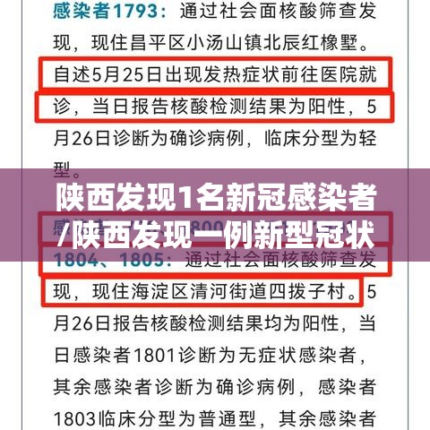陕西发现1名新冠感染者/陕西发现一例新型冠状病毒感染 陕西发现1名新冠感染者/陕西发现一例新型冠状病毒感染